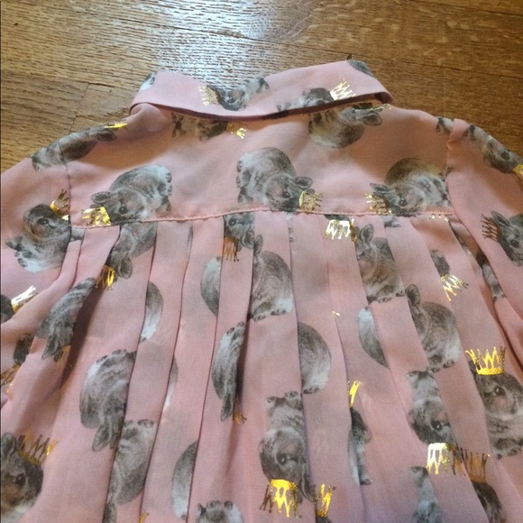 Sheer Easter pink bunny gold crown blouse - Picture 8 of 9